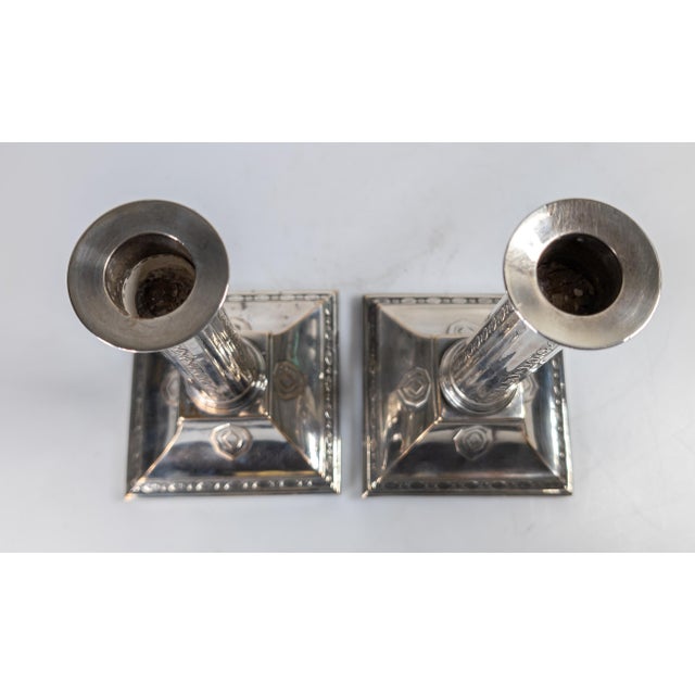 19th Century Pair of English George III Sheffield Silverplate Candlesticks For Sale - Image 9 of 12