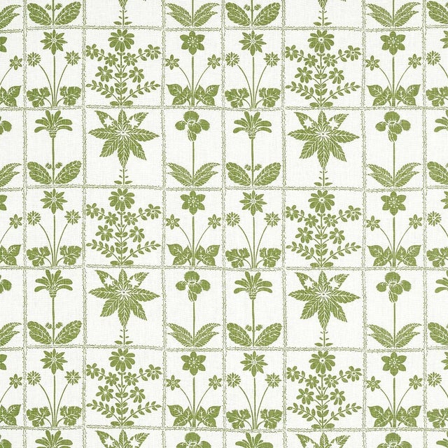 2020s Schumacher Georgia Wildflowers Fabric in Leaf For Sale - Image 5 of 5