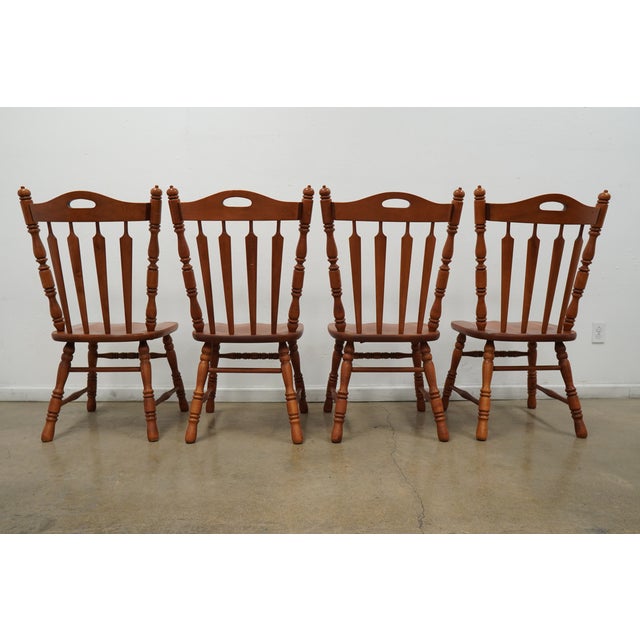 Wood Vintage Tell City Early American Colonial Solid Wood Dining Chairs (Set of 8) For Sale - Image 7 of 17