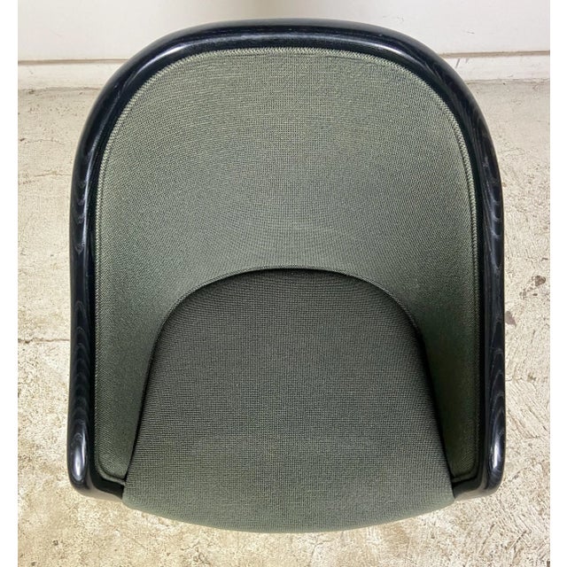 Wood Late 20th Century Ward Bennett 'Bankers' Chairs With Sage Green Fabric and Black Frame - Set of 5 For Sale - Image 7 of 9