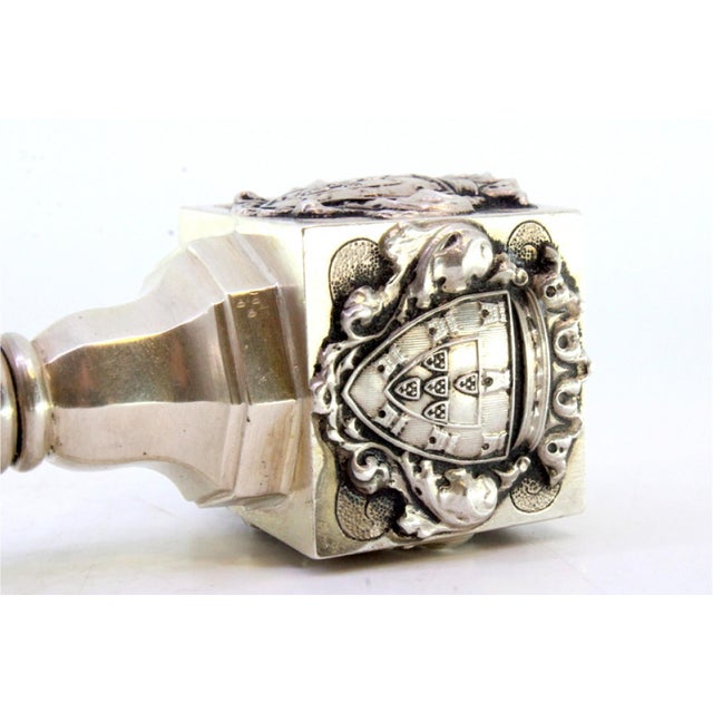 Silver Silver Seal with Embossed Coat of Arms For Sale - Image 8 of 9