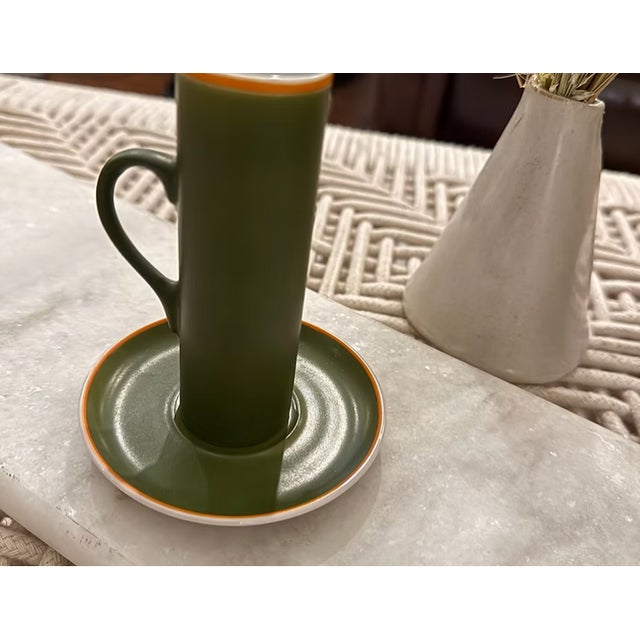 Rare Vintage Mid Century Tarkett Schmid Porcelain Espresso Cups & Saucers | Set of 4 For Sale In Los Angeles - Image 6 of 8