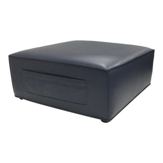 Modern Slate Leather Pocket Ottoman For Sale