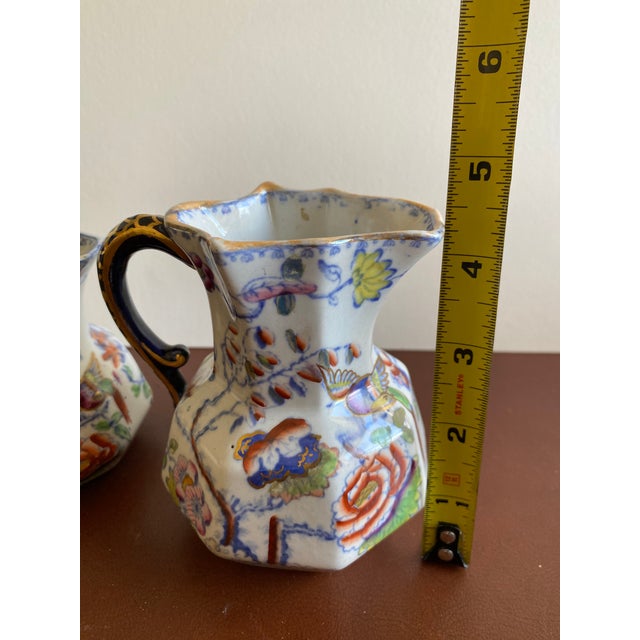 Mason's Ironstone Two Early 19th Century Mason's Patent Ironstone China Pitchers Hydra Handles For Sale - Image 4 of 13