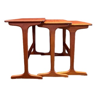 Danish Teak Nesting Tables, 1960s, Set of 3 For Sale