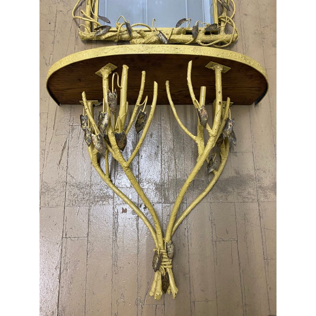 Mid-Century Italian Hand-Painted Tole Console & Mirror is an exceptional example of the refined, simplified Baroque style,...