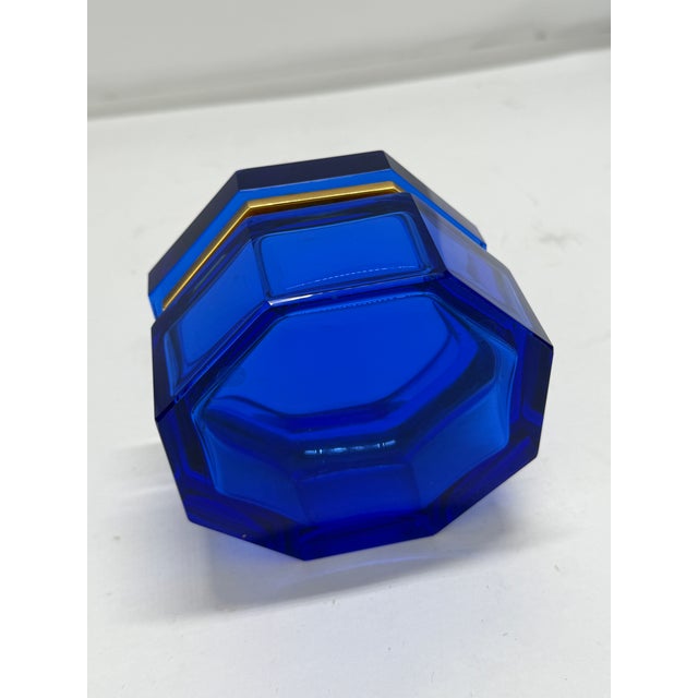 Murano or French Cobalt-Blue Octagonal Glass Casket, Ca. 1960–1980 For Sale - Image 4 of 8