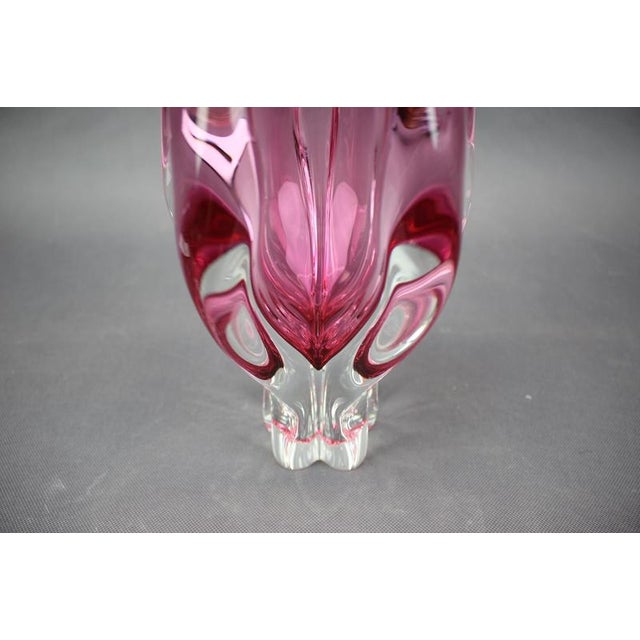 Mid-Century Pink Art Glass Vase attributed to Josef Hospodka, Czechoslovakia, 1960s For Sale - Image 3 of 7