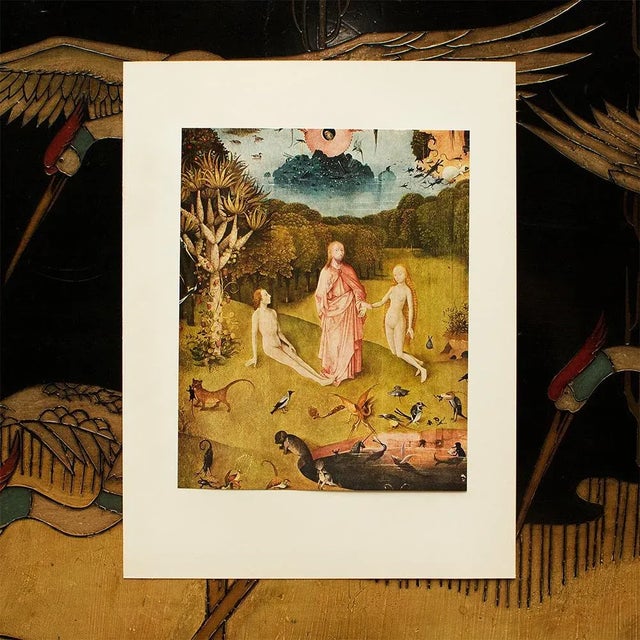 Renaissance 1955 After Bosch "The Garden of Worldly Delights" (Detail of Earthly Paradise), Vintage Full-Color Print For Sale - Image 3 of 8