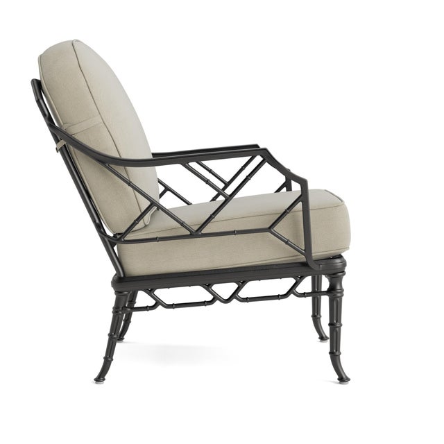 Contemporary Brown Jordan Calcutta Lounge Chair, Textured Pewter frame with Fusion Meadow fabric For Sale - Image 3 of 11