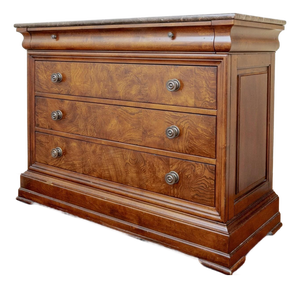 Ethan Allen Townhouse Collection Burlwood and Marble Four-Drawer Bachelor's Chest, 2002