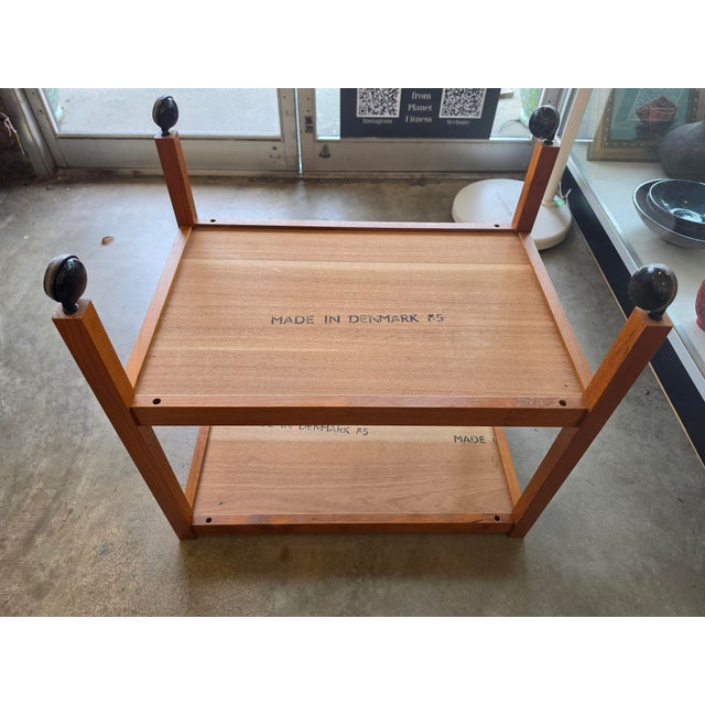 Mid-Century Modern Danish Teak Rolling Bar Cart / Tea Trolley For Sale - Image 10 of 16