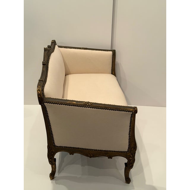 Antique Louis XVI Style Newly Upholstered French Settee Loveseat For Sale - Image 13 of 14
