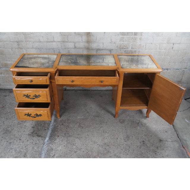 Mid 20th Century Mid Century Country French Provincial Mirrored Vanity Desk For Sale - Image 6 of 12