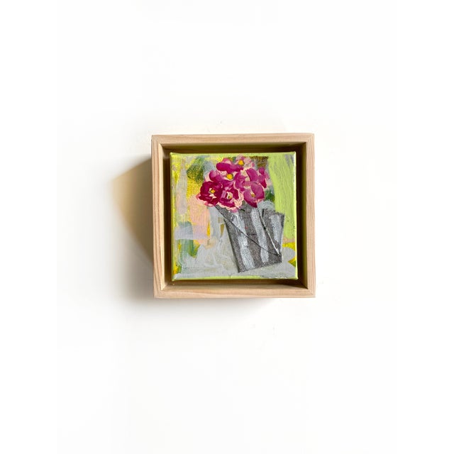 Light Green Curated Set of Four Mini Paintings in Vibrant Pastels For Sale - Image 8 of 10