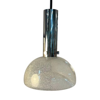 Large Pendant Lamp in Chrome and Frosted Glass by Herbert Proft for Glashütte Limburg For Sale