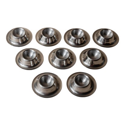Vintage Minimalist Stainless Steel Egg Cups, 1970s, Set of 9 For Sale