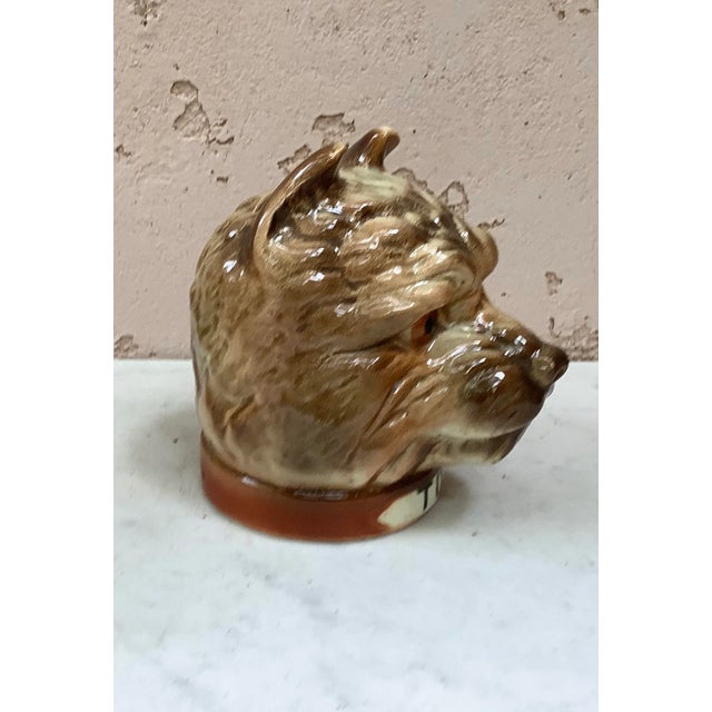 Majolica Money Bank Tom Terrier Saint Clement Circa 1900.