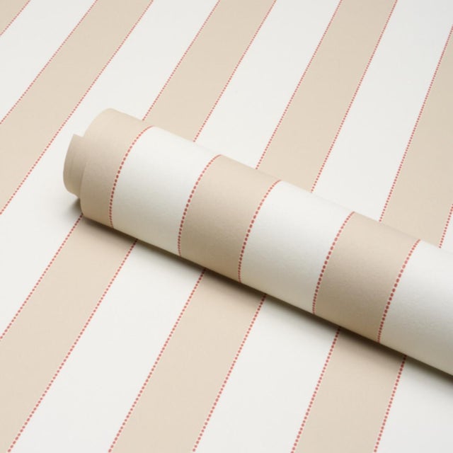 Schumacher Sample - Schumacher Louise Stripe Wallcovering In Fawn For Sale - Image 4 of 6