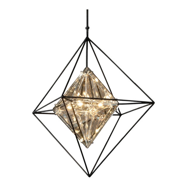Troy Lighting Epic 4-Light Pendant – Textured Iron & Topaz Glass For Sale