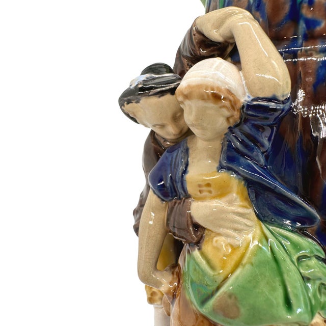 A Minton Majolica Ale Jug With Five Revelers in Medieval Dress, Dated 1862 For Sale - Image 6 of 12