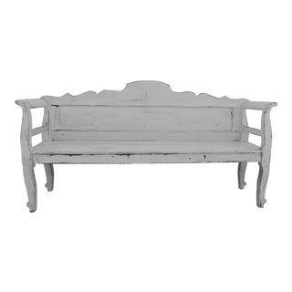 Painted Central European Pine Bench or Settle For Sale