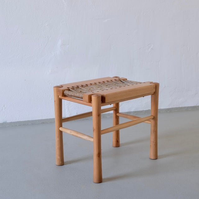 Rustic French Woven Seat Stool, 1960s For Sale - Image 3 of 8