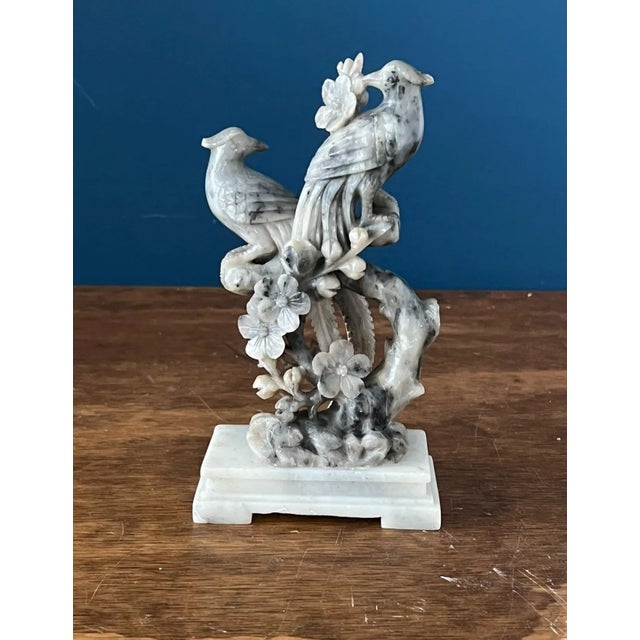 Chinese Vintage Hand Carved Stone Phoenix Birds Sculpture For Sale - Image 3 of 15