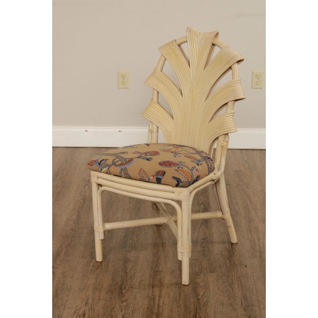 1980s Vintage Rattan Cream Lacquered Dining Chair For Sale - Image 5 of 13