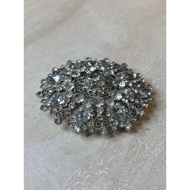 Mid-Century Modern Vintage Silver Rhinestone Belt Buckle For Sale - Image 3 of 11