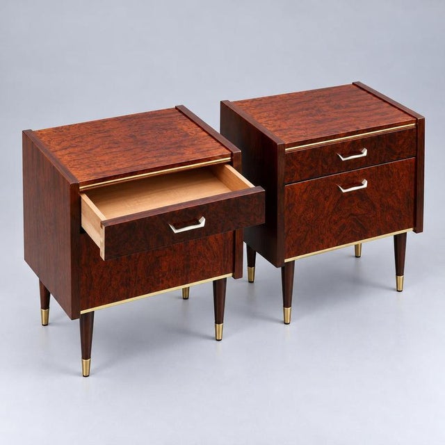 Vintage Nightstands with Brass Details, Set of 2 For Sale - Image 4 of 8