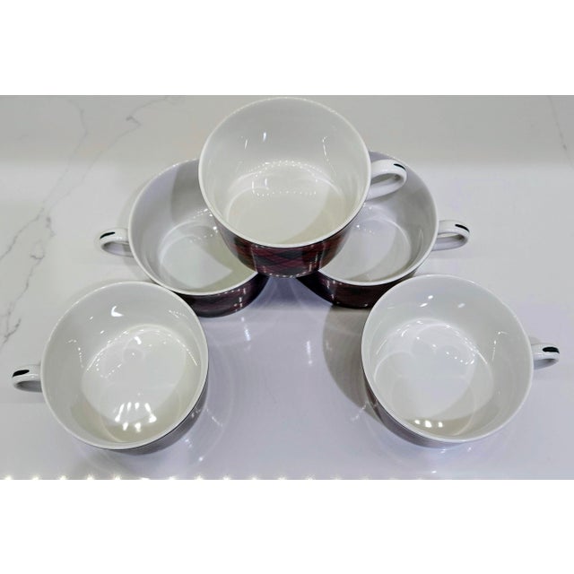 1990s Vintage 1990s Sasaki Tartan Cermaic Cups by Charles Roberts, Red & Green Plaid, Made in Japan, Set of 5 For Sale - Image 5 of 9
