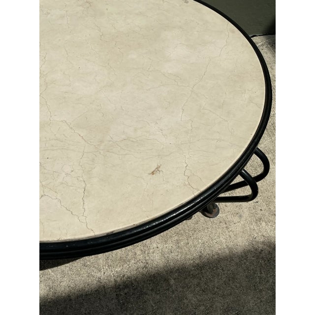 Cream Vintage Round Stone Top Coffee Table For Sale - Image 8 of 12