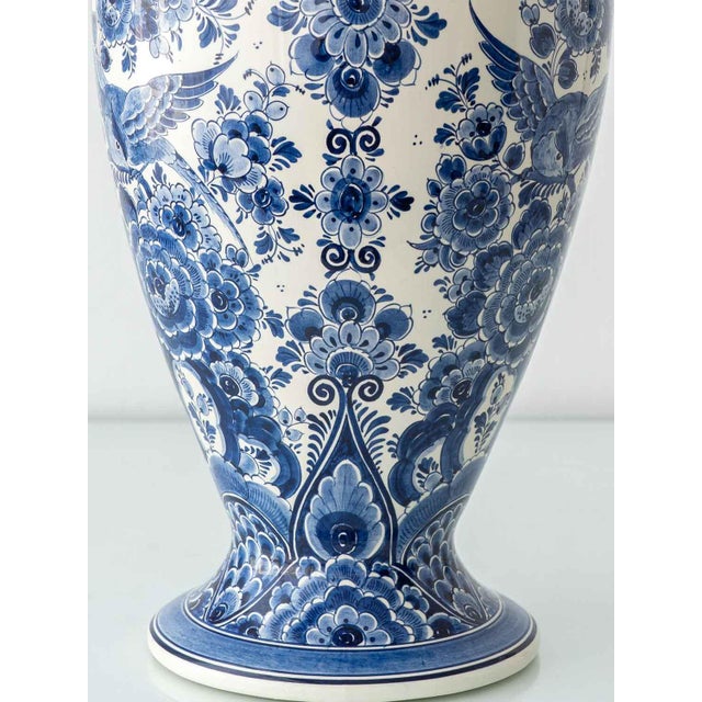 Ceramic Monumental Hand-Painted Delft Blue and White Earthenware Vase by Velsen, 1950s For Sale - Image 7 of 10