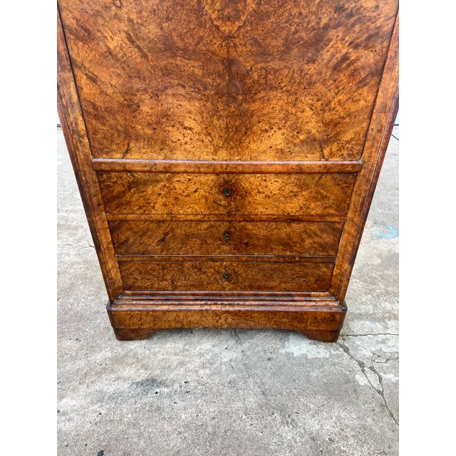 French 19th Century Louis Philippe Burl Walnut Marble Top Secretaire For Sale - Image 11 of 12