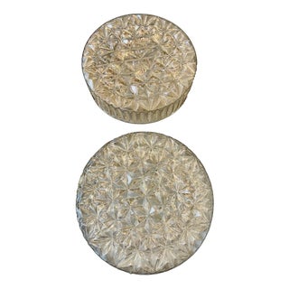 Mid-Century Modern Round Clear Cut Glass Sconces, 1960, Set of 2 For Sale
