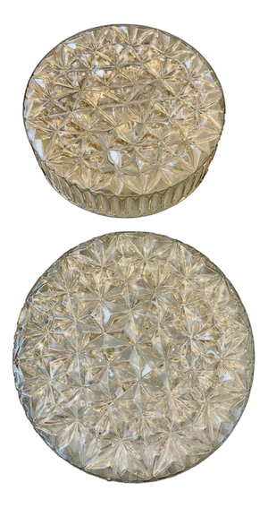Mid-Century Modern Round Clear Cut Glass Sconces, 1960, Set of 2