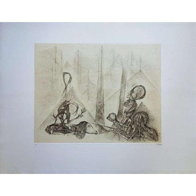 Fred DEUX The chimneys of La Châtre, 2000 Original engraving (engraved with drypoint by Cécile REIMS-DEUX) Signed in...