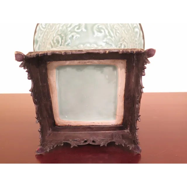 Green Green & Bronze Porcelain Center Planter Bowl For Sale - Image 8 of 9