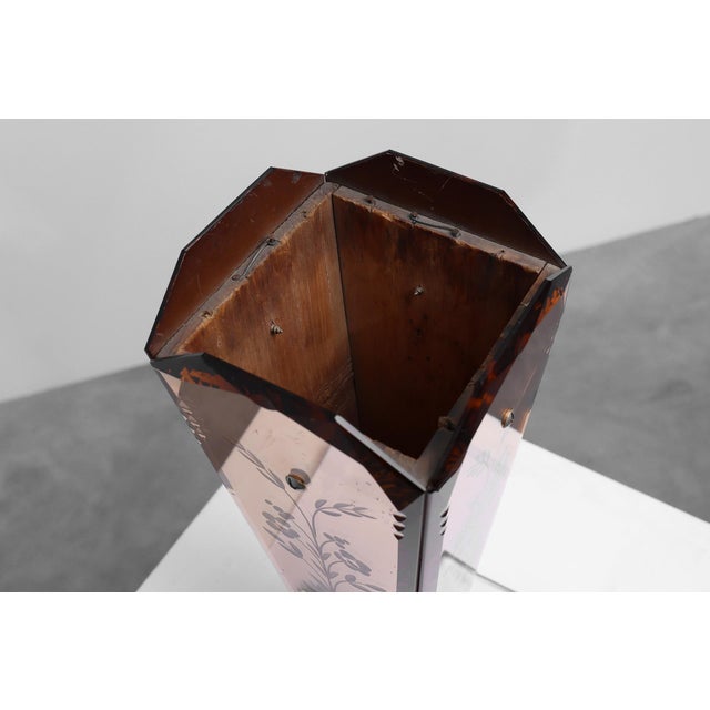 Art Deco Vase in Glass, Mirrored Glass and Wood, France, 1920s For Sale - Image 10 of 11