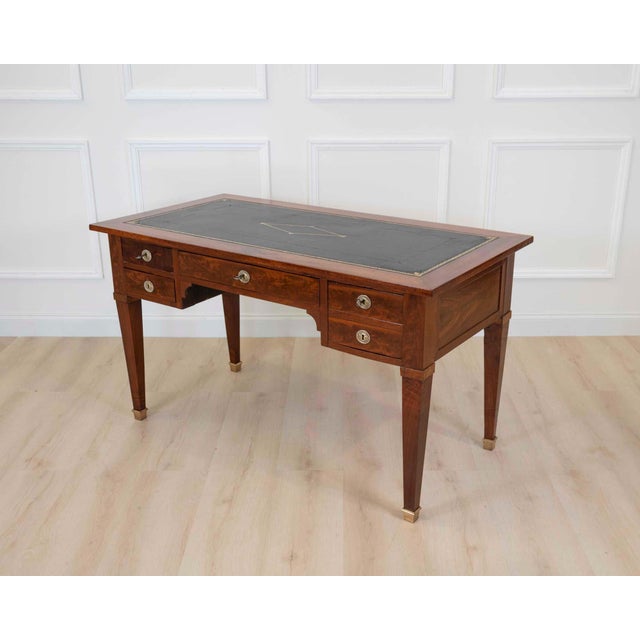 19th Century On Hold - French 19th Century Louis XVI Style, Leather-Top Desk For Sale - Image 5 of 11