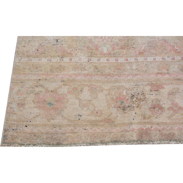 Turkish Vintage Turkish Oushak Hand Knotted Wool Rug, 2'8''x10'2'' For Sale - Image 3 of 4
