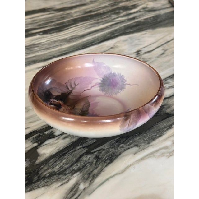 Eggplant 1930's Noritake Morimura Japan Chestnut Motif Hand Painted Decorative Bowl For Sale - Image 8 of 15