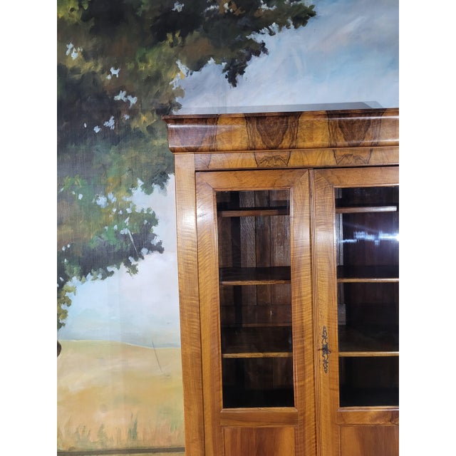 Louis Philippe Walnut Bookcase in Glass For Sale - Image 9 of 12