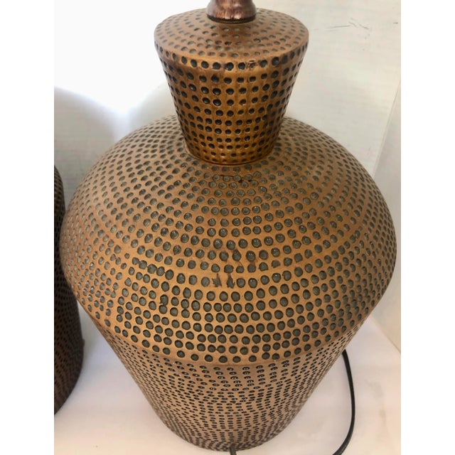 1970's Copper Finish Table Lamps/2 For Sale - Image 9 of 10
