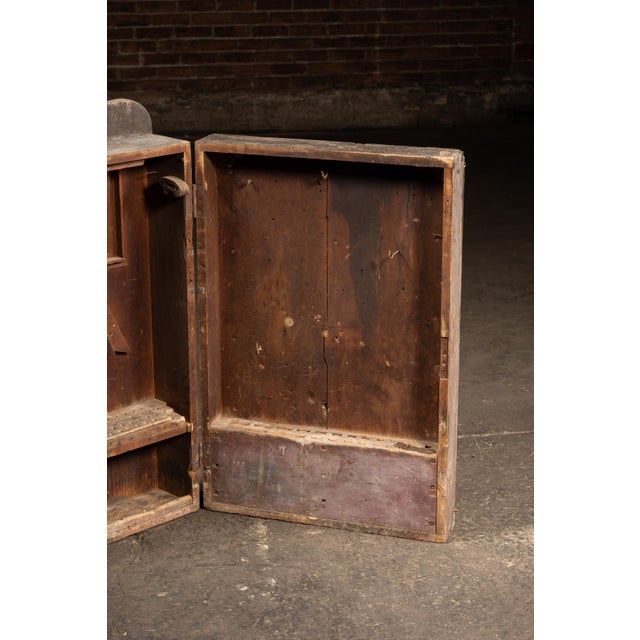 Antique Wooden Swing-Open Tool Cabinet For Sale In Chicago - Image 6 of 8