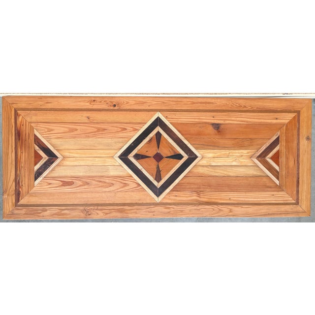 Geometric Marquetry Console Sofa Table with Tapered Legs