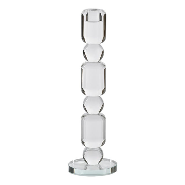 Zadie Crystal Glass Taper Candle Holder, Medium For Sale