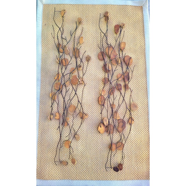 1990s Organic Mid Century Modern Style Slim Tall Raw Wood Branch Wall Art Sculptures Hangings- a Pair For Sale - Image 5 of 7