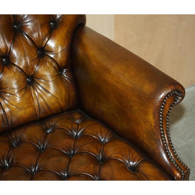 Antique Chesterfield Chair in Cigar Brown Leather, 1900 For Sale - Image 12 of 17